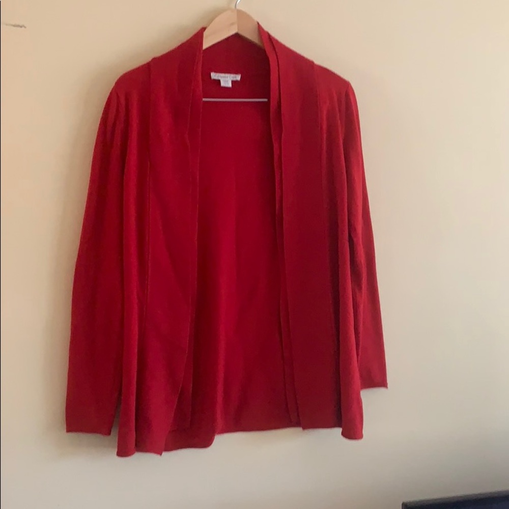 Coldwater Creek Red Knit Open Cardigan